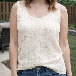 Croft & Barrow Cream Lace Tank Top